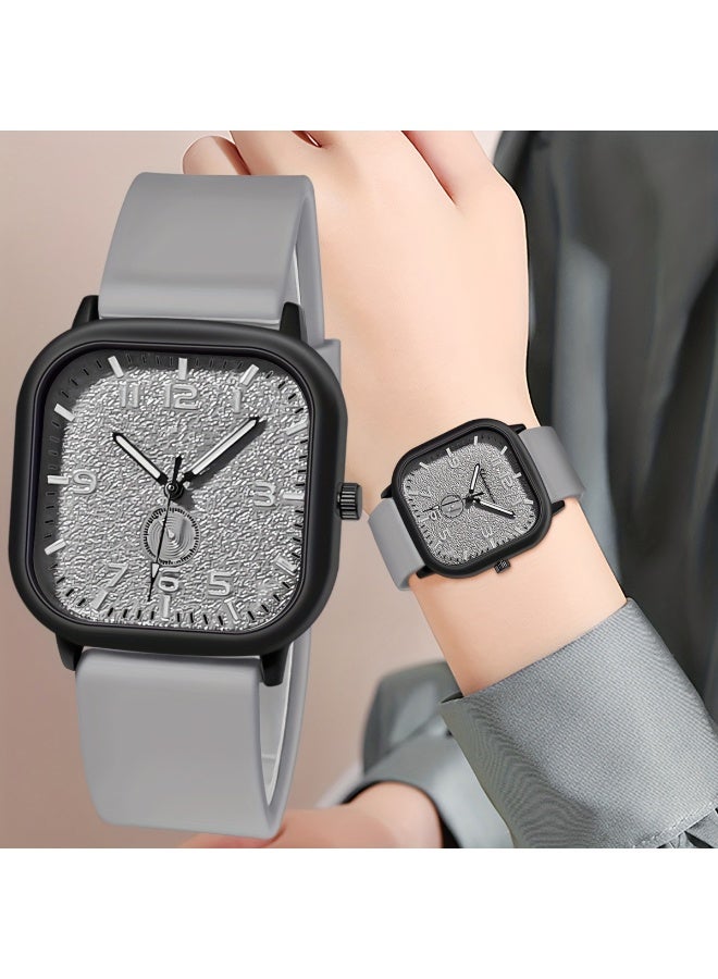 NIBEMINENT Stylish Minimalist Square Silicone Strap  Watch for Women, Unisex Men's Watch with Alloy Case, Business Casual - Image 3